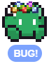 A user with a green Devo character wearing a Flower Crown.